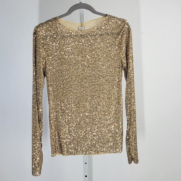 FREE PEOPLE INTIMATELY gold rush long sleeve top Sz M NEW - Picture 9 of 11